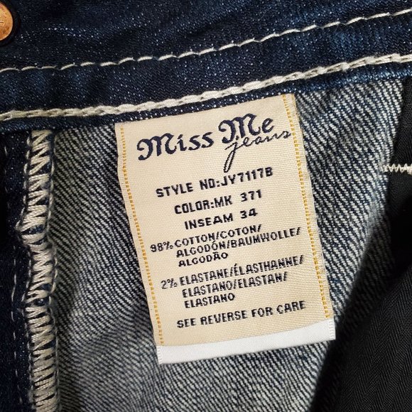 Miss Me Womens Size 30 Jeans Fleur De Lis Flower Embellished Stretch Boot 33x32 - Picture 9 of 15